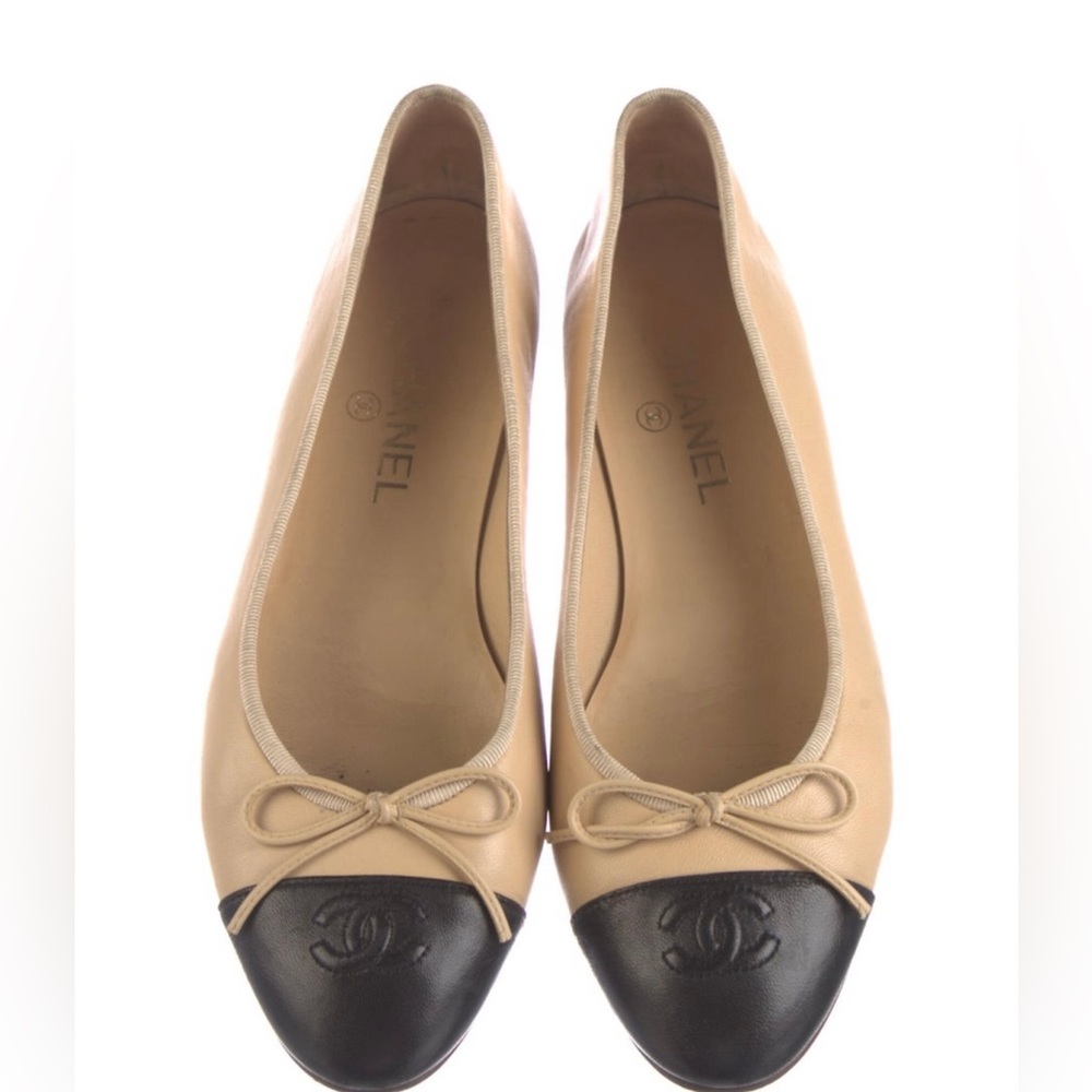 Chanel Lambskin Ballet Flats - Beige Two Tone